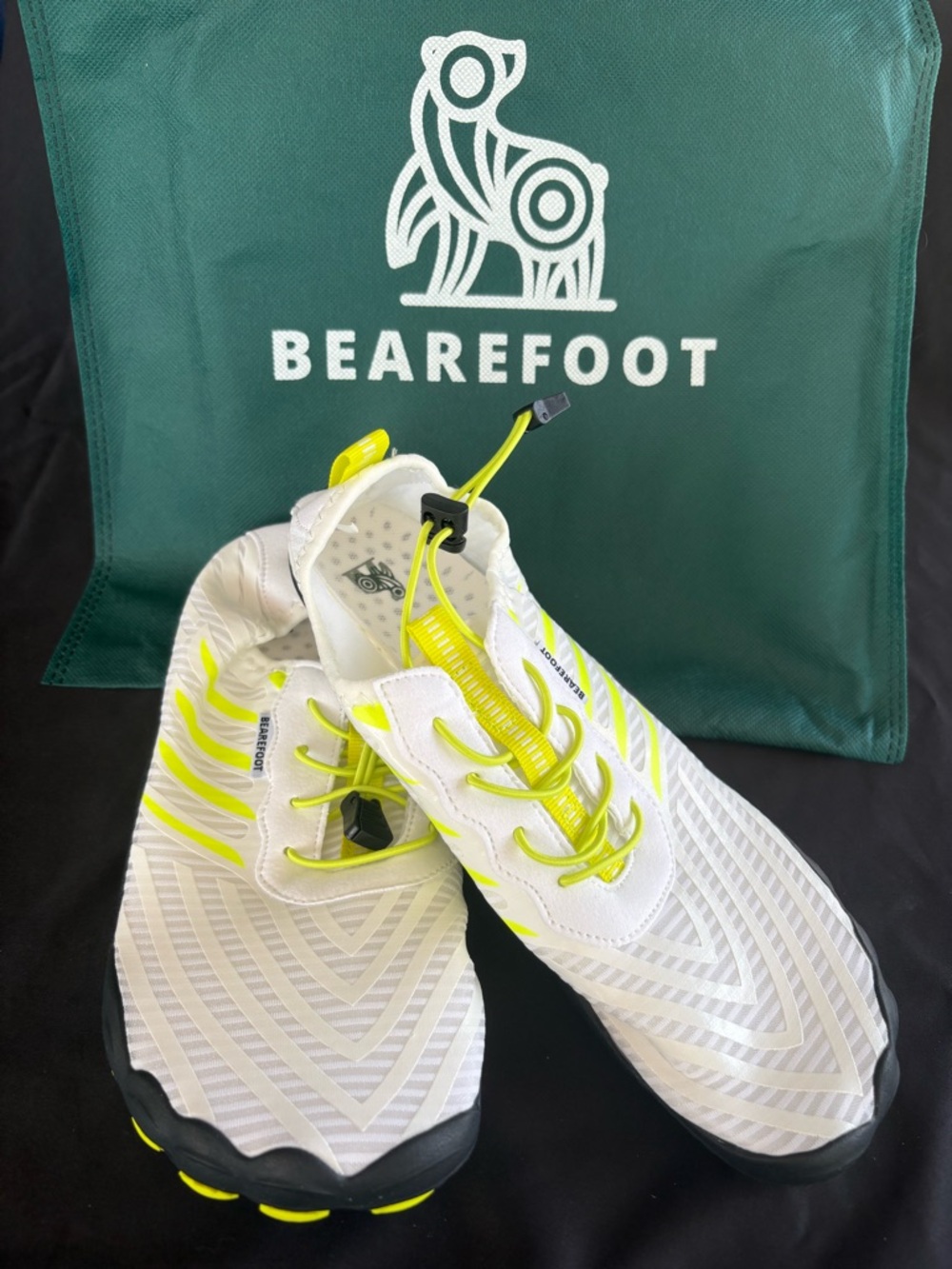 Bearefoot Unisex Athletic Slip-On Water Shoes in White & Neon Yellow